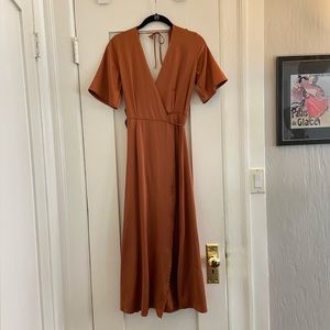 NWT Whimsy & Row Satin Open Back Midi Lola Wrap Dress
